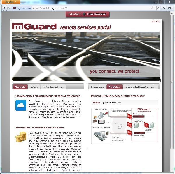 Das Cloud-basierte mGuard Remote Services Portal ermöglicht sowohl Betreibern als auch Maschinen- und Anlagenbauunternehmen eine schlüsselfertige Fernwartungs-Komplettlösung für alle mGuard Produkte - einfach und ohne Investitionen in eigene Portal-Lösungen. (Archiv: Vogel Business Media)