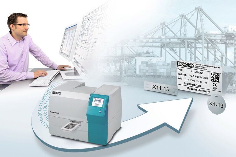 Mit dem Bedruckungssystem Bluemark C-LED von Phoenix Contact ist das Markieren von Metallschildern so einfach wie das Bedrucken von Papier. (Bild: Phoenix Contact)