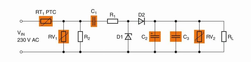 Bild 2: Einfache kapazitive Stromversorgung (Bild: TDK)