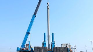 Pfeiler der neuen Produktionsanlage für Polyurethan-Dispersionen von Covestro am Standort Shanghai. (Bild: Covestro)