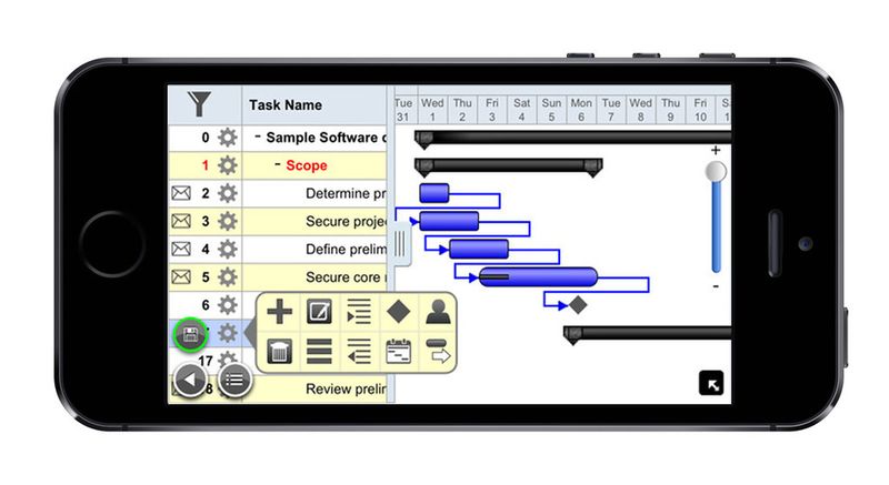 Projektmanagement mit der Projekt-Planning-App: Verwaltung von Kosten und Aufgaben, Erstellung von Gantt-Diagrammen und konkreten Zeitplänen. (Flyacts GmbH)