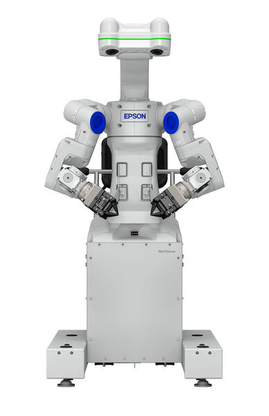 Der Doppelarmroboter Worksense W-01 von Epson verfügt über multisensorische Fähigkeiten und soll sich insbesondere bei der Produktion kleiner Losgrößen bewähren. (Epson)