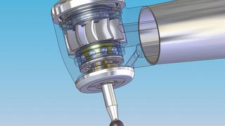 Tête de turbine dentaire avec rotor, arbre de rotor, roulements à billes et foret. (Image: Uiker)