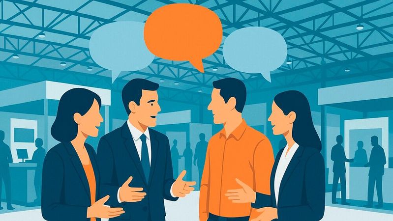 Nutzen Sie die productronica zur Kommunikation - auch mit Ihrem EMS-Dienstleister!(Bild:  Dall-E / KI-generiert)