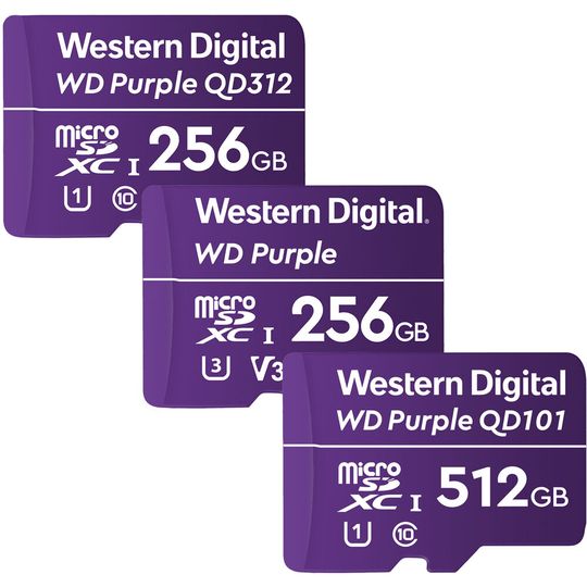 Die neue Purple Ultra-Endurance microSD von Western Digital bietet bis zu einem halben TB Speicherplatz.(Bild:  Western Digital)
