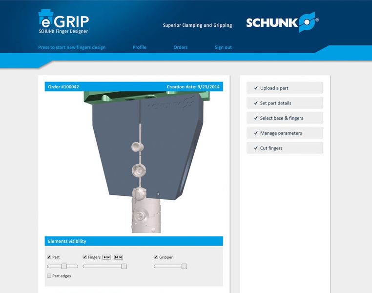 Die optimale 3D-Kontur der Greiferfinger wird in Schunk E Grip vollautomatisch von der Software generiert. (Schunk GmbH & Co. KG)