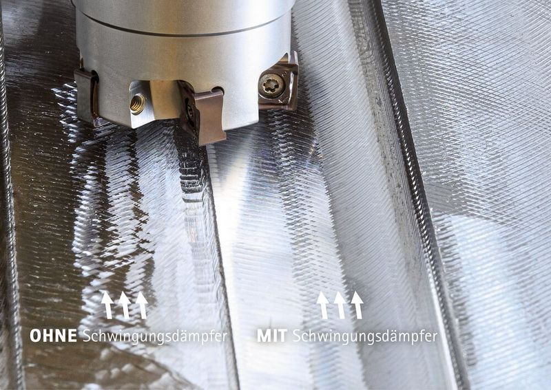 Prozesssicher und leise: In die Fräswerkzeuge integrierte Schwingungsdämpfer tragen dazu bei, produktiver auf deutlich bessere Oberflächen bearbeiten zu können.  (Mapal)