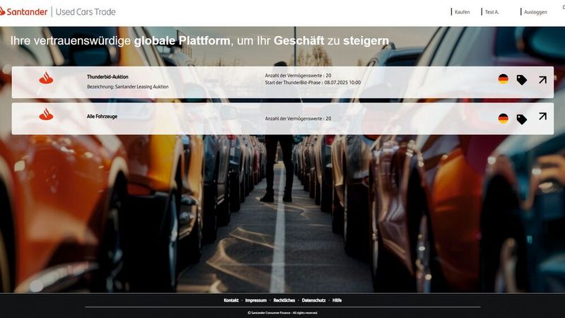Vor einem Jahr startete Santander mit der eigenen B2B-Plattform Santander Used Cars Trade.(Bild:  Santander)
