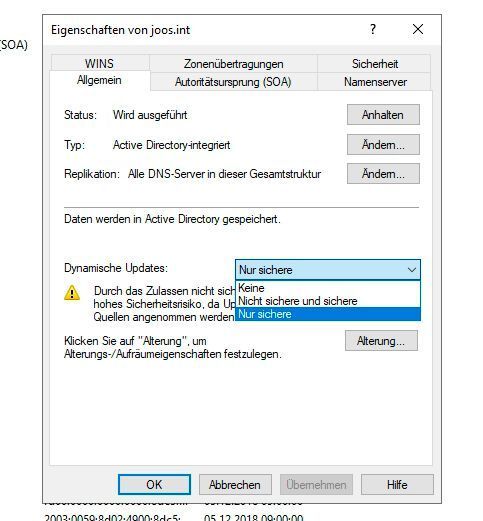 Über dynamische Updates lässt sich steuern, welche Rechner das Recht haben, sich in der DNS-Zone zu registrieren. (Joos)