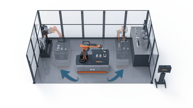 Mobile Robot Automation: Live demonstriert wurde das Ein- und Auswechseln von Werkzeugen und Werkstücken mit einem mobilen Roboter. (Bild: WFL)