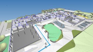 BIM-Modell: Längsschnitt der Grundschule-Schlüterstraße in Düsseldorf. (Bild: Formitas AG, mit freundlicher Genehmigung der IPM)