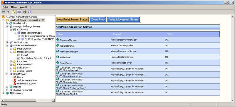 Über den NearPoint Server Status sehen die Administratoren auf einen Blick, ob mit ihrem System alles in Ordnung ist. (Archiv: Vogel Business Media)