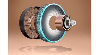 Goodyears Konzeptreifen „Recharge“ teilt sich mit herkömmlichen Reifen lediglich den Begriff. (Goodyear)