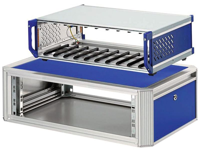 Rack Gehäuse mit einem 19-Zoll-Tischgehäuse von Fischer Elektronik. (Bild: Fischer Elektronik)