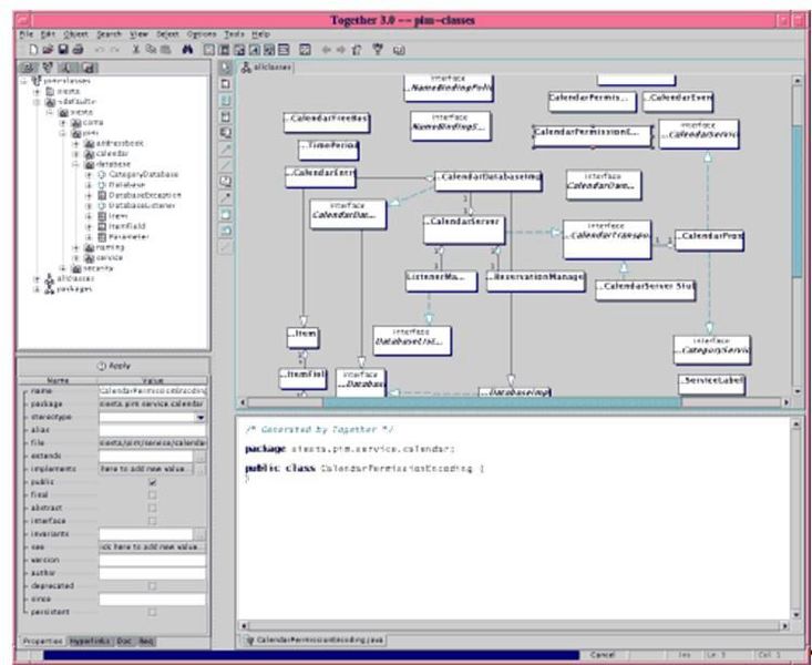 Bild 1: Klassendiagramme im UML-Werkzeug Together (Borland)