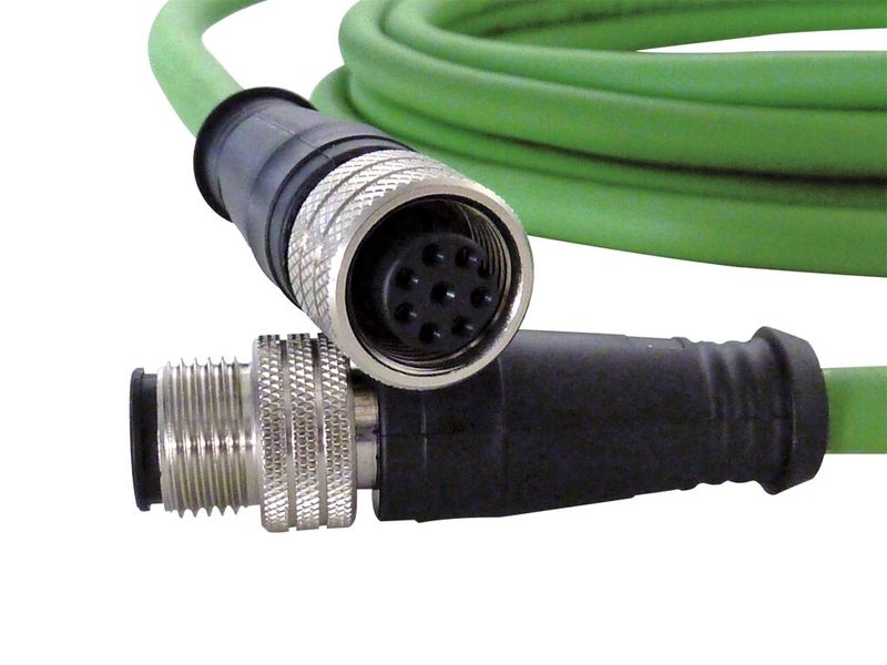 Drive-Cliq-Kabel mit M12-Steckverbindern. (Bild: Siemens)