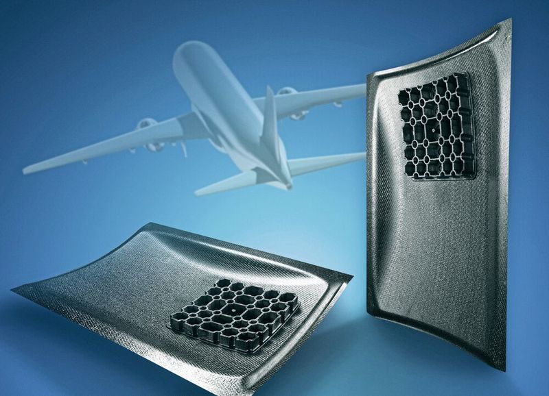 Das Sandwich besteht aus einem thermogeformten Schaumkern und Karbonfaserlaminaten als Decklagen, die alle aus Ultrason E hergestellt werden können. (BASF)