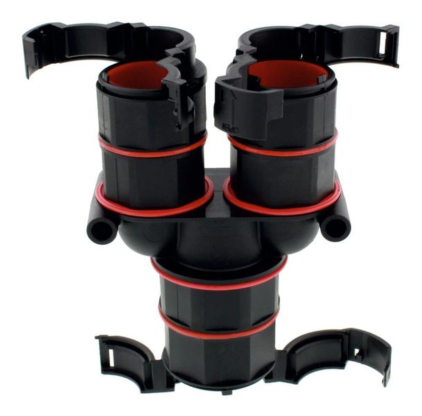 Innerhalb seines Brace-Kabelschutz-Sortimentes bietet Wiska weitere Varianten seiner hauseigenen Fitting-Innovation an: Der bestehende Standard Brace Fitting wird durch neue Verbinder zur Verlängerung von Wellrohren und Y- sowie T-Verteiler ergänzt. (WISKA)