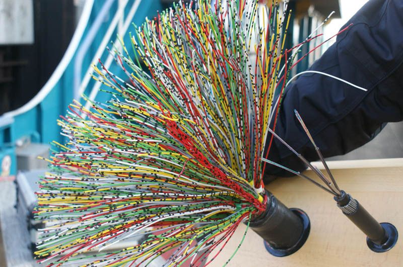 Das rechte Kabel ist das, welches im Bodensee versenkt werden soll. Das etwa daumendicke Glasfaserbündel besteht aus 192 Fasern. Das rechte Kabelbündel dient lediglich der Anschauung. (Archiv: Vogel Business Media)