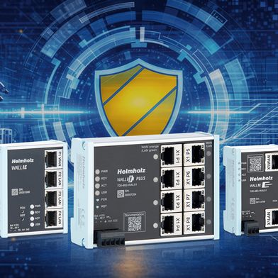 Die Industrial Security Gateways der Wall IE Serie von Helmholz schützen Maschinennetzwerke durch Netzwerksegmentierung und sichere Integration in das Produktionsnetzwerk. (Bild: Helmholz)