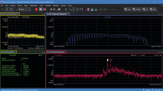 Bild 4: Eine Messung des Channel Soundings bei 144 GHz mit dem PathWave VSA.(Bild:  Keysight Technologies)