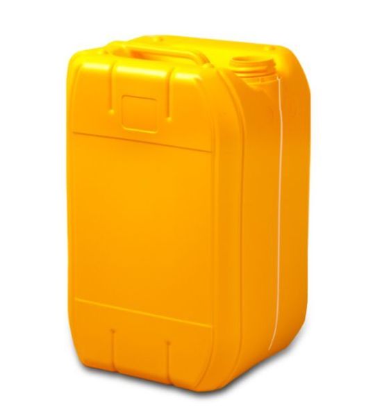Optisch kaum von herkömmlichen Behältern zu unterscheiden: Der von Bekum als Beispiel angeführte 20-l-Kanister aus HDPE, dem man 24 % Kreide zugemischt hat. (Bekum)