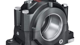 Das neue Gehäusedesign des FAG-Stehlagergehäuses SNS sorgt für eine optimierte Lastverteilung im Lager. Es erhöht so die Lebensdauer der eingebauten Pendelrollenlager um bis zu 50 Prozent im Vergleich zu gewöhnlichen Stehlagergehäusen. (Schaeffler)