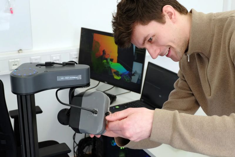 TUM-Forscher Benjamin Bogenberger verbindet dreidimensionales Sehen mit Sprachmodellen. (Bild: Andreas Schmitz/TUM)