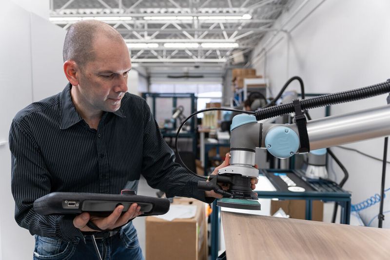 Sogar bei der Möbelherstellung können UR-Cobots viele Aufgabe übernehmen, um das Personal zu entlasten. (Bild: Universal Robots)