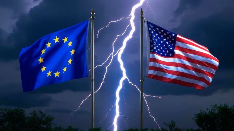 Im Zollstreit haben sich die EU und die USA geeinigt. Deutsche Wirtschaftsverbände kritisieren das Ergebnis deutlich. (Bild:  Canva / KI-generiert)