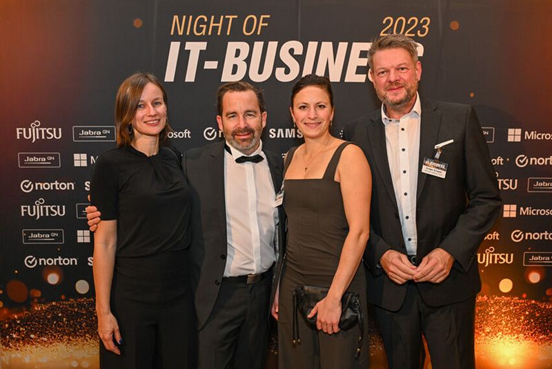 Einer der Sponsoren, das Jabra Team (v. l.) Claudia Schnurbus, Stefan Kirchhof, Anne-Sophie Drexler und Gregor Knipper. (Bild: Hannes Magerstädt)