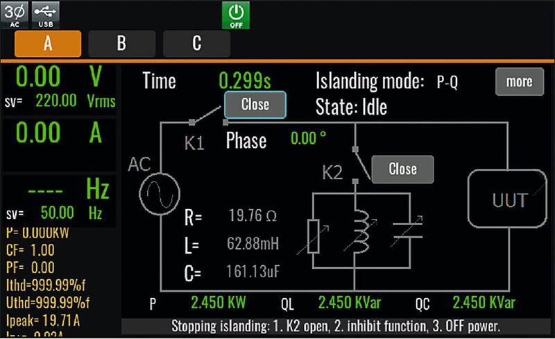 Bild 2:  Neben wichtigen Parametern für die Netzqualität benötigen rückspeisefähige Stromerzeugungsanlagen darüber hinaus eine automatische Anti-Islanding-Schutzvorrichtung. (Bild: LXinstruments)