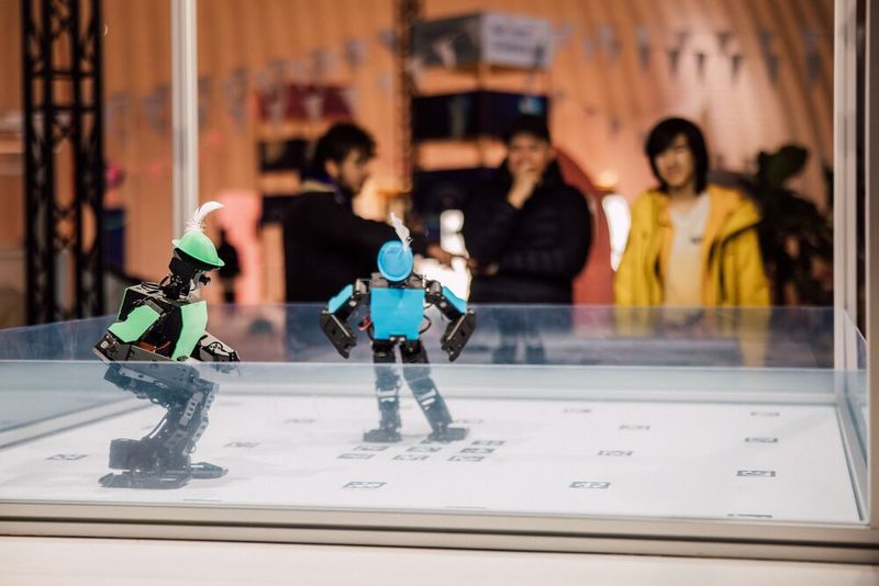 Besucher programmieren Roboter für den Kampf. (Bild: David Biedert)