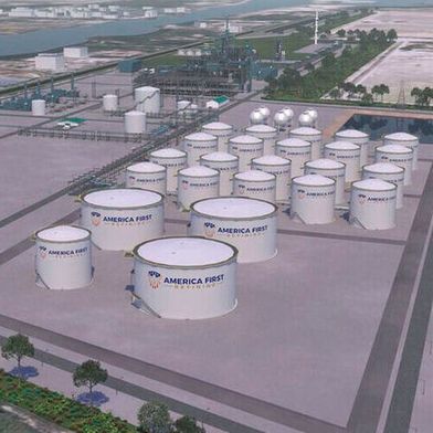 An artist rendering of the America First Refining large-scale refining facility in Brownsville, Texas, the first new refinery to be constructed in the United States in more than 50 years. (Source: Fluor Corporation)