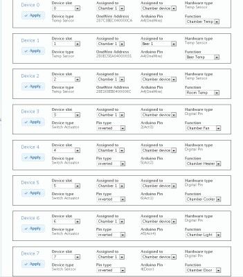 BrewPi: Via Device Manager lassen sich Sensoren und Aktuatoren kontrollieren (Bild: BrewPi.com)