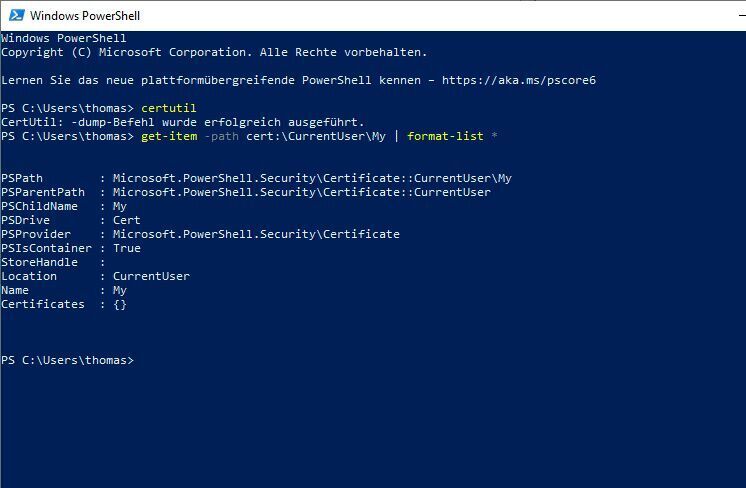 Certutil-exe kann zusammen mit PowerShell-Cmdlets zur Verwaltung von Zertifikaten genutzt werden. (Joos)