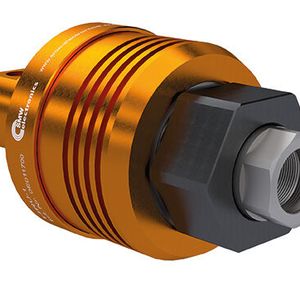 Die Hybrid Rotary Union (HRU) ist die neue hybride Drehführung von SMW. Neben der Energie- und Signalübertragung gewährleistet sie eine Versorgung mit Luft, Öl oder Kühlmittel.(Bild:  SMW Autoblok)