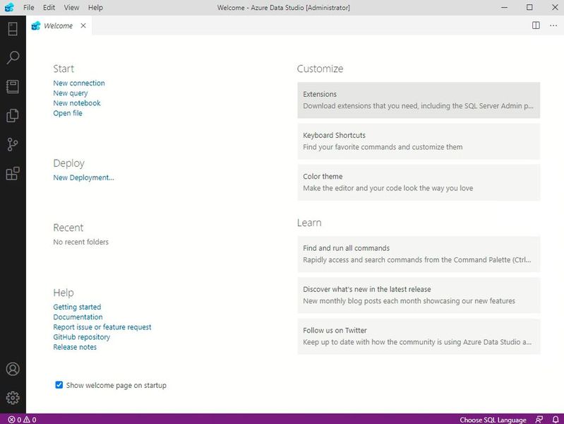 Über das Startfenster im Azure Data Studio können Verbindungen aufgebaut und auch Bereitstellungen geplant werden. (Bild: Joos/Microsoft (Screenshot))