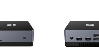 Der Trekstor-WBX5005-Mini-PC ist so klein wie eine Untertasse, arbeitet mit einem Intel-Core-i3-5005U-Prozessor und bietet zahlreiche Anschlüsse. (Trekstor)