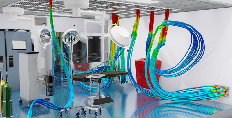 Operating Room: Visualiserung von Luftströmungen in einem OP-Saal mit Autodesk Simulation CFD (Bild: Autodesk)