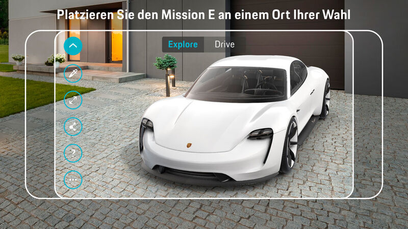 Deshalb kann man mit der App ja schonmal ausprobieren, wie sich der Sportwagen in der eigenen Einfahrt machen würde. (Porsche)
