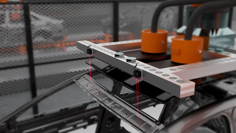 Compact laser sensors are used in vehicle assembly for position and orientation monitoring. The measured values are transmitted digitally to the control system via IO-Link, where they can be used immediately to approve or correct the process. (Source: Micro-Epsilon Messtechnik GmbH & Co. KG)