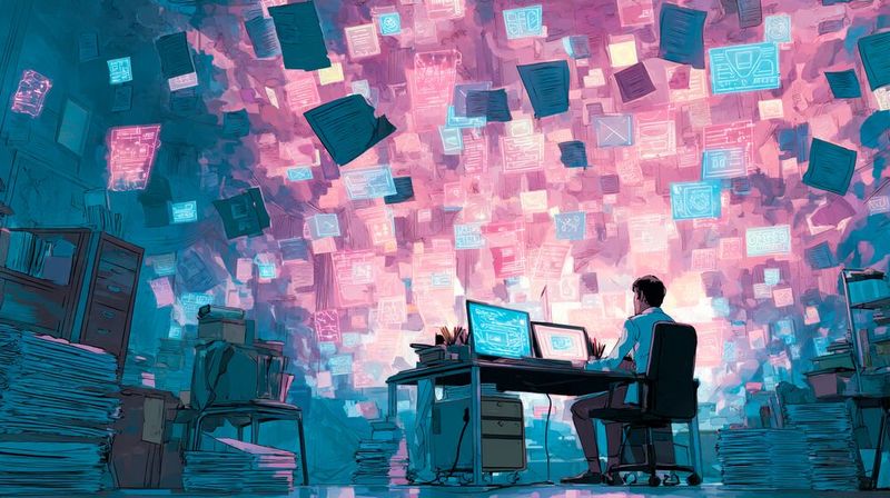 KI verspricht Effizienz, produziert aber neuen Leerlauf: Laut Asana entsteht durch unreflektierte Automatisierung eine Welle digitaler Scheinproduktivität.(Bild:  Midjourney / KI-generiert)