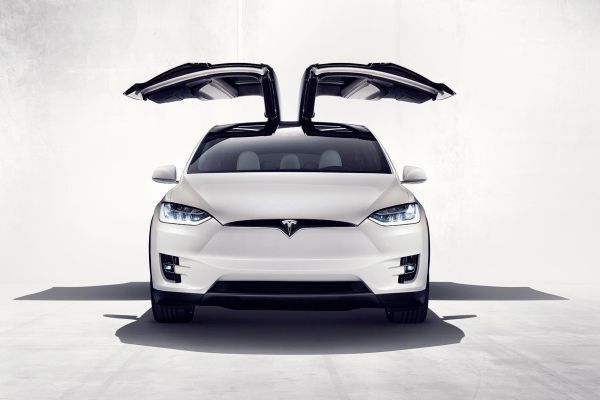 Die Falkenflügeltüren des Model X ermöglichen einen bequemen Zugang zur zweiten und dritten Sitzreihe. (Tesla)