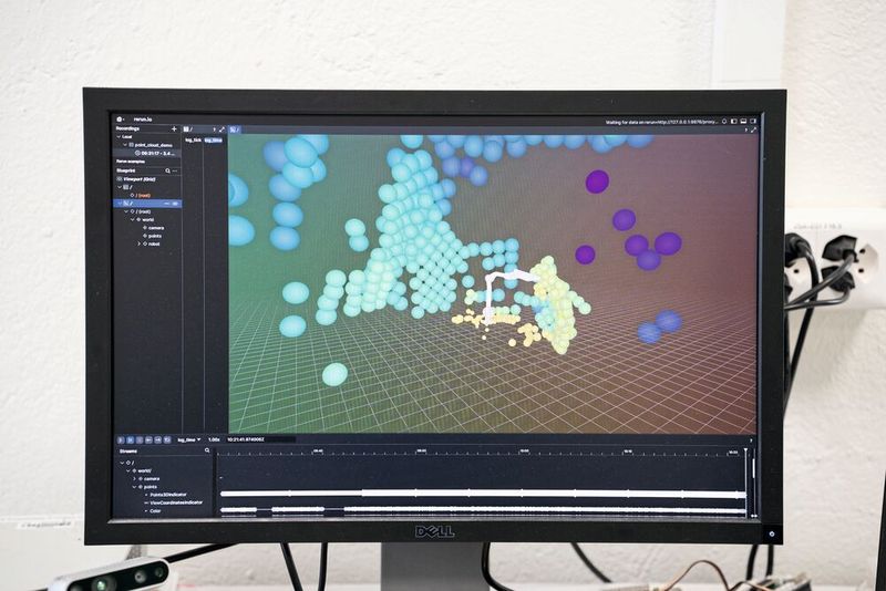 Visualisation des objets détectés par la caméra à proximité du bras robotique. (Source :Thomas Entzeroth)