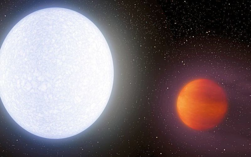 Künstlerische Ansicht von KELT-9b und seinem Zentralstern KELT-9.  (© NASA/JPL-Caltech )