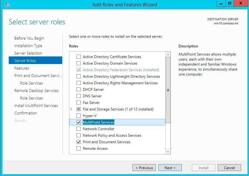 Mit Windows Server 2016 integriert Microsoft auch die Funktionen von Microsoft Windows MultiPoint Server in RDS als neue Serverrolle. Mit dieser Rollen lassen sich mehrere Arbeitsstationen in kleinen Niederlassungen an einen zentralen Server anbinden, der auch überwacht werden kann. (Bild: Thomas Joos)