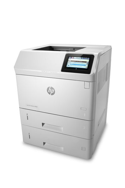 HP hat auch neue Drucker ohne Jet intelligence im Programm: Etwa den Schwarzweiß-Laser LaserJet Enterprise M605x mit Papierzufuhrfächern für 1100 Seiten, 58 Seiten pro Minute, Touch-to-Print und mobilem drahtloser Direktdruck. (Bild: HP)