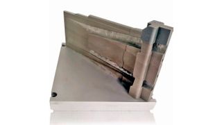 The additively manufactured tooling insert on its build platform. (Source: EOS)