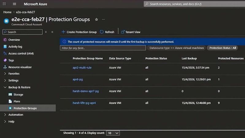 Commvault: Definition von Sicherungsgruppen in Microsoft Azure.(Bild:  Commvault)